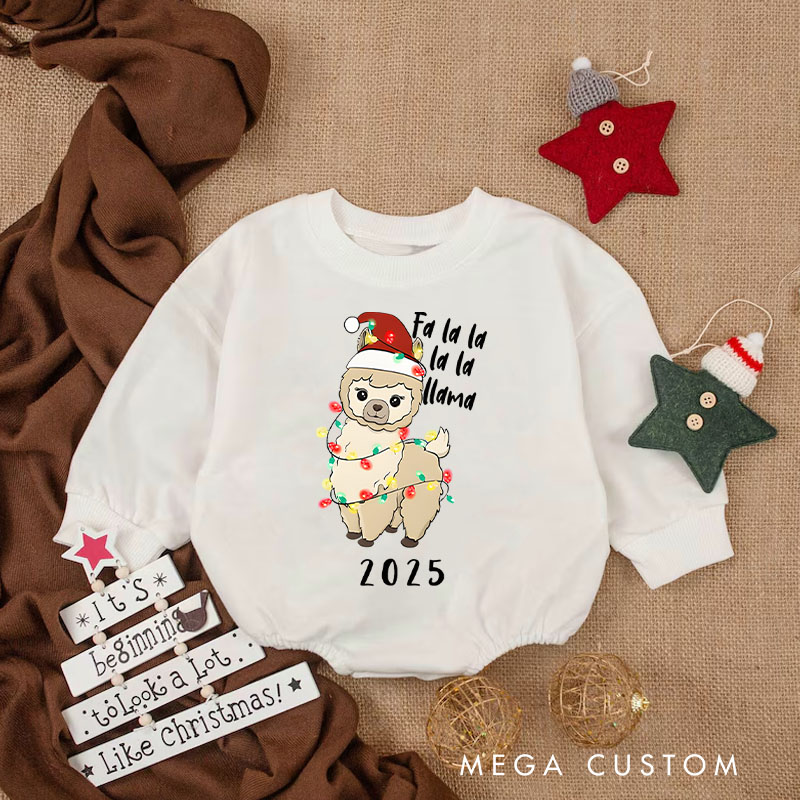 Personalized Fa La La Llama Baby Onesie Perfect for Adding a Whimsical Touch to Holiday Outfits Baby Bodysuit
