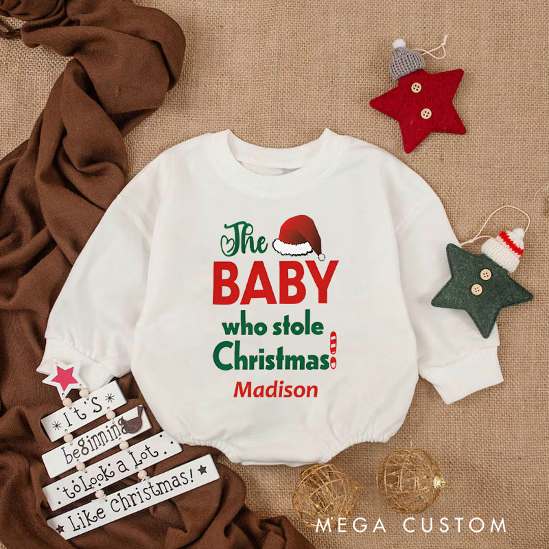 Personalized The Baby Who Stole Christmas Baby Onesie Perfect for Adding Humor to Holiday Outfits Baby Bodysuit