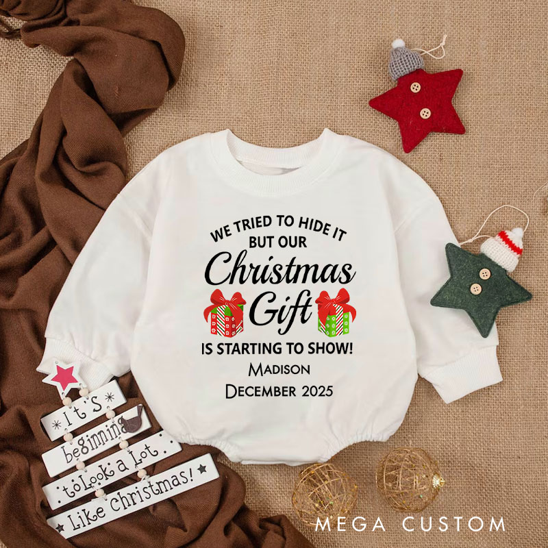 Personalized Christmas Gift Announcement Baby Onesie Perfect for Sharing Exciting Holiday News Baby Bodysuit
