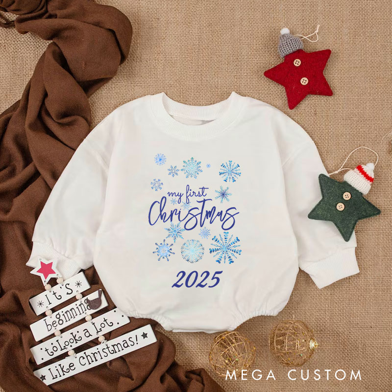 Personalized My First Christmas Snowflakes Baby Onesie Perfect for Cherishing a Baby’s Holiday Moment Baby Bodysuit
