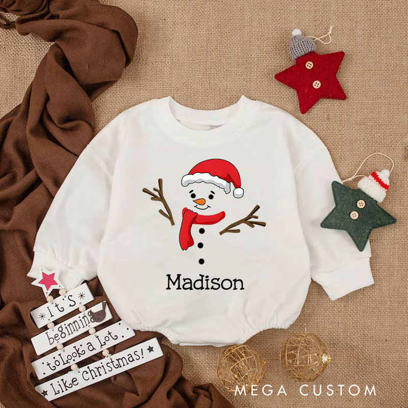 Personalized Snowman Baby Onesie Perfect for Adding Whimsy and Fun to a Baby’s Holiday Outfit Baby Bodysuit