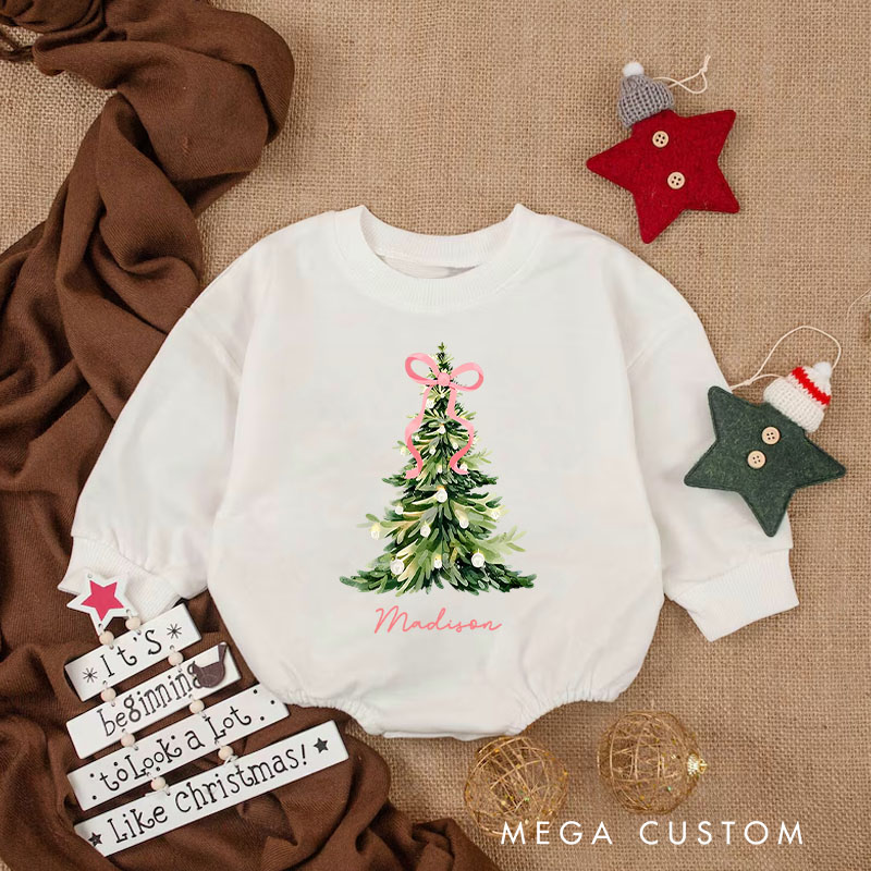 Personalized Christmas Tree Baby Onesie Perfect for Celebrating the Holiday Spirit with Festive Charm Baby Bodysuit