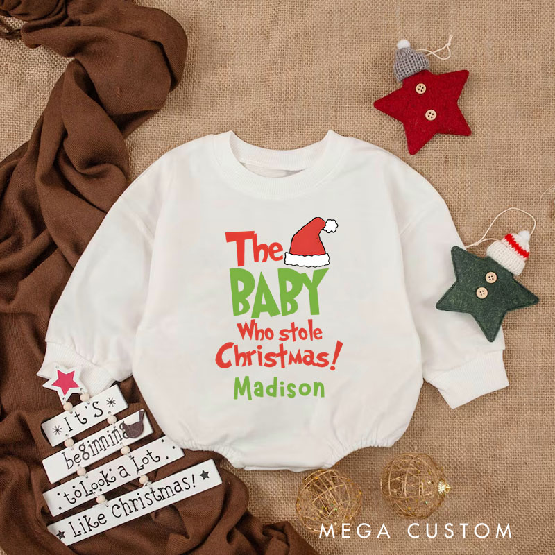 Personalized The Baby Who Stole Christmas Baby Onesie Perfect for Adding Humor to Holiday Outfits Baby Bodysuit