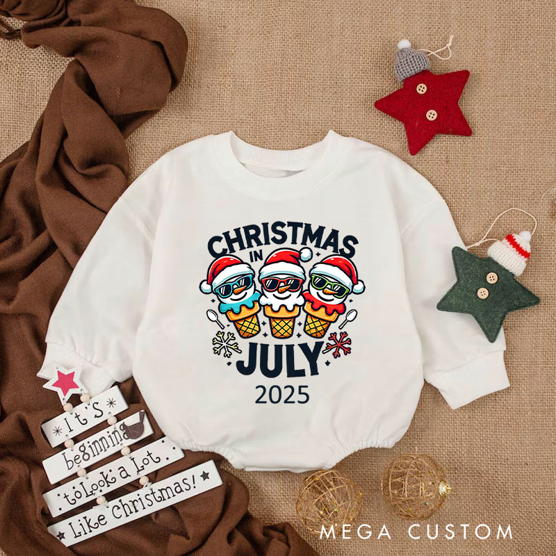 Personalized Christmas in July Ice Cream Baby Onesie Perfect for Adding Fun to Summer Holiday Celebrations Baby Bodysuit