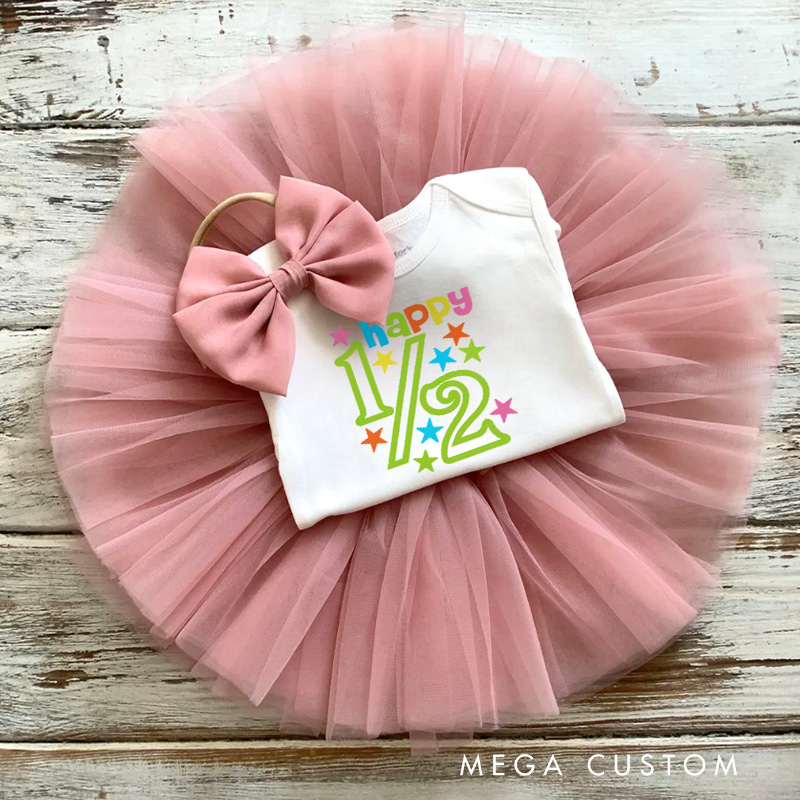 Personalized It's My 1/2 Birthday Cupcake Baby Tutu Skirt New Baby Girl Boy Gift