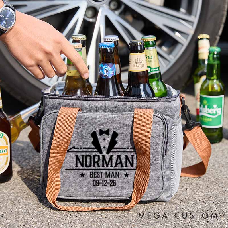 Personalized Cooler Bag for Groomsmen Groom gentleman Suit Designed Beer Bag Wedding Party Gift for Best Man Bachelor Party Favors Bag