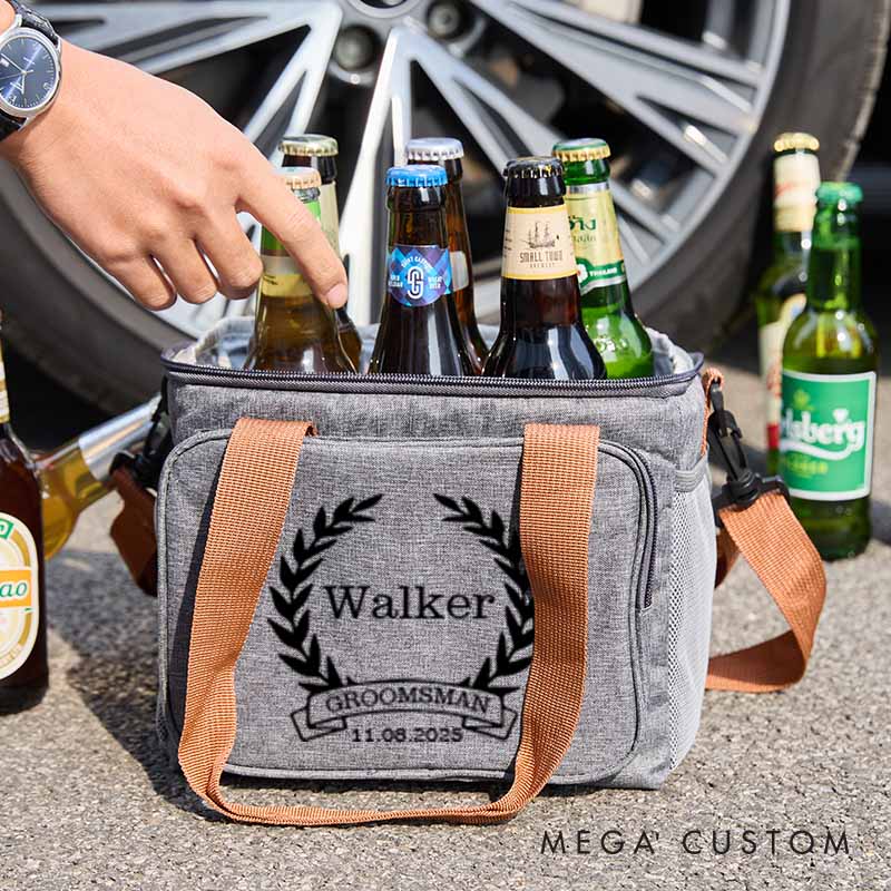Personalized Groomsmen Cooler Bag Custom Beer Bag Gift for Groom Best Man Wedding Party Favors Bag for Men