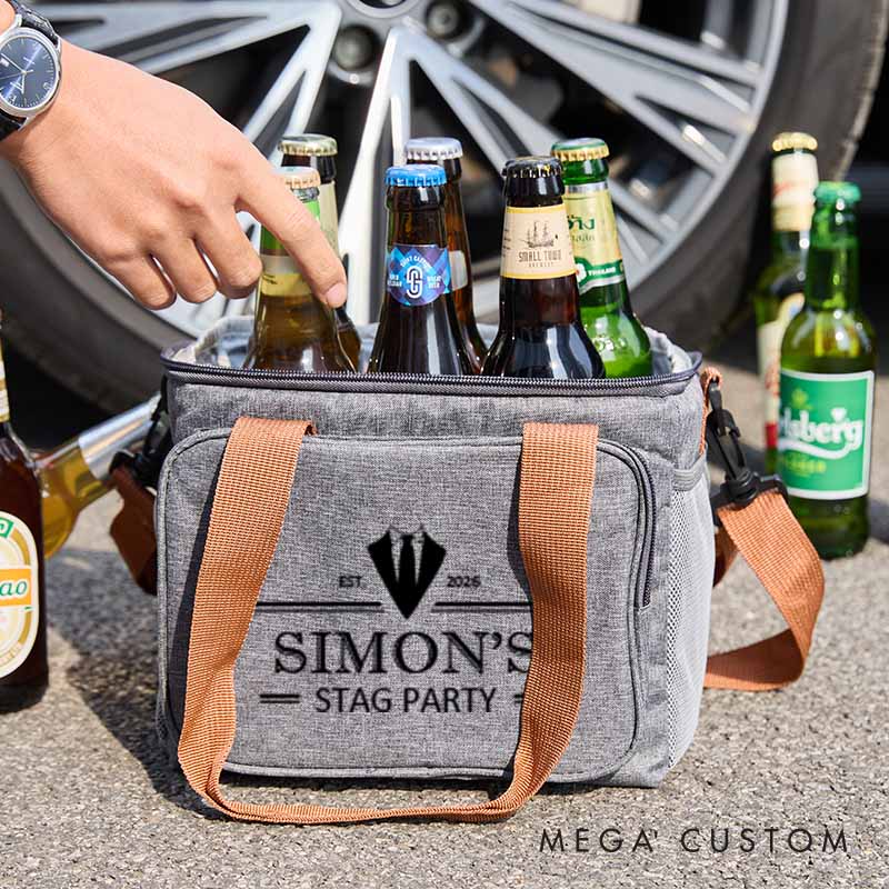 Personalized Cooler Bag for Groom Groomsmen Gentleman Suit Designed Wedding Party Beer Bag Men’s Cooler Bag for Bachelor Party