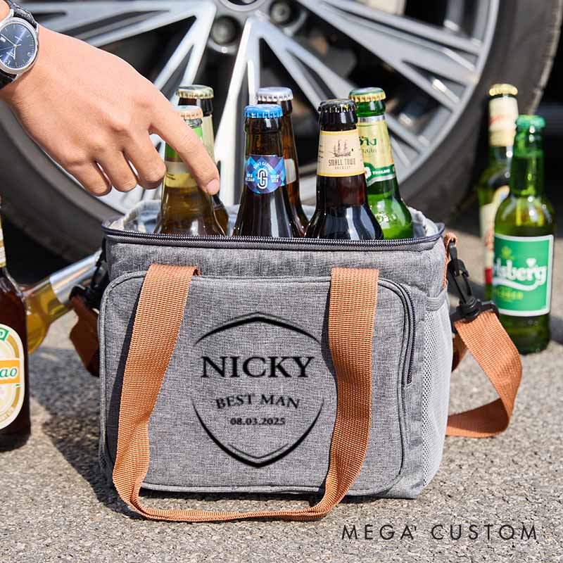 Personalized Bachelor Party Cooler Bag Shield Groomsmen Gift Bag for Him Best Man Wedding Party Favors Cooler Bag