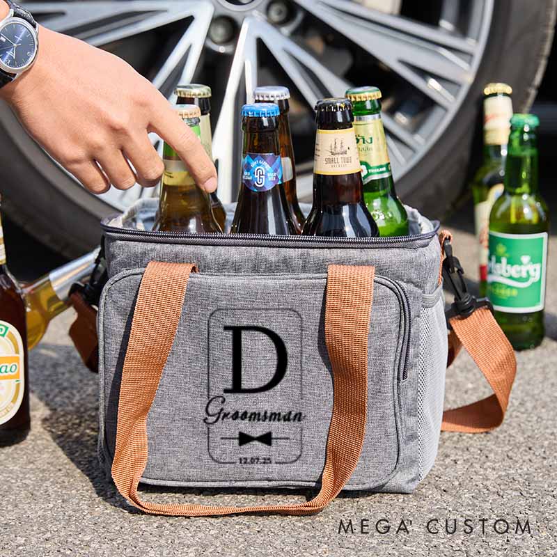 Personalized Groomsmen Cooler Bag Wedding Gift Beer Bag for Groom Best Man Wedding Party Keepsake Bag for Man