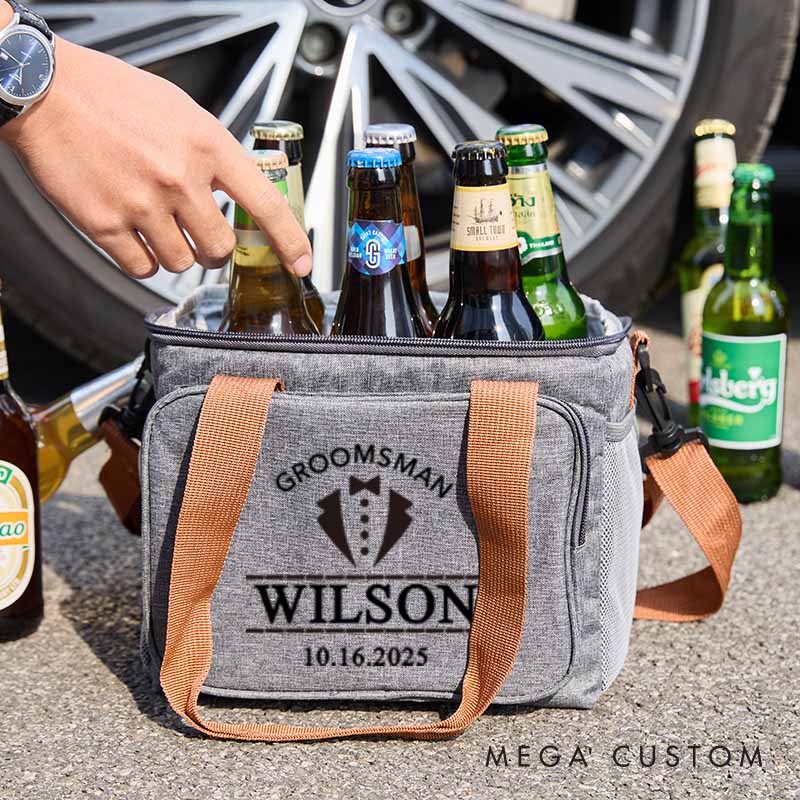 Personalized Groomsmen Cooler Bag Custom Best Man Wedding Party Bag for Groom Men’s Beer Bag for Bachelor Party