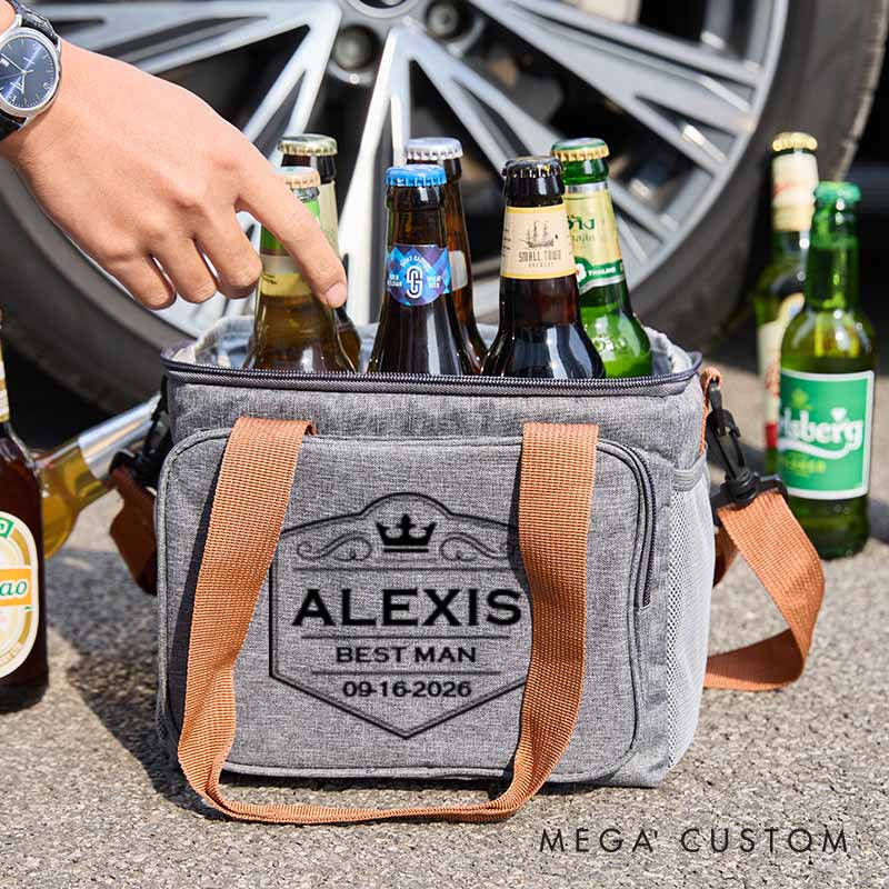 Personalized Groomsmen Cooler Bag Custom Beer Bag for Groom Best Man Wedding Party Bag Bachelor Party Favors Beer Cooler Bag