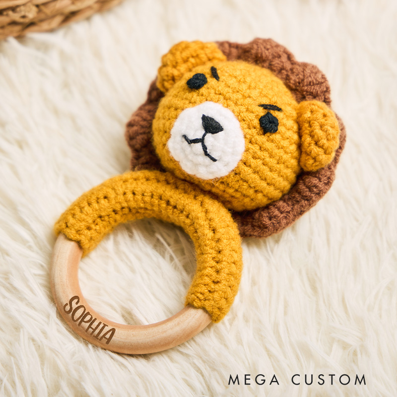 Personalized Bold Baby Name Engraved Natural Wooden Rattle for Babies Simple and Charming Baby Wooden Rattle Baby Shower Gift