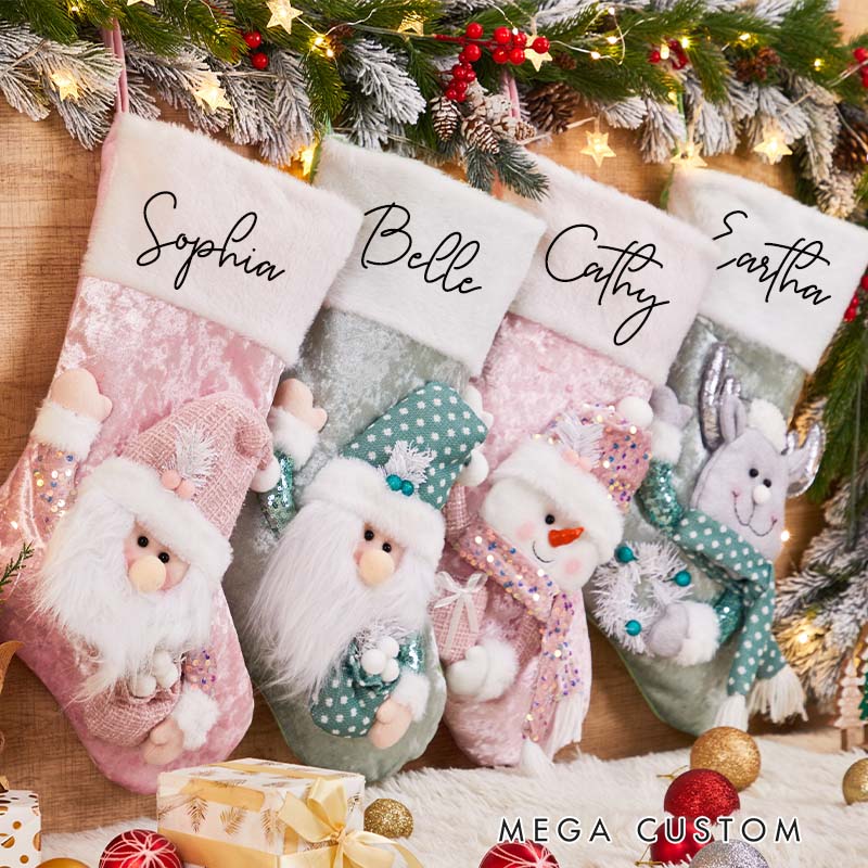 Personalized Name Festive Winter Wonderland 3D Christmas Stocking Gift for Family