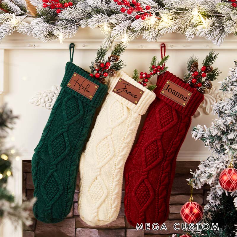 Personalized Cable Knit with Custom Name Classic Holiday Charm Christmas Stocking Family Gift