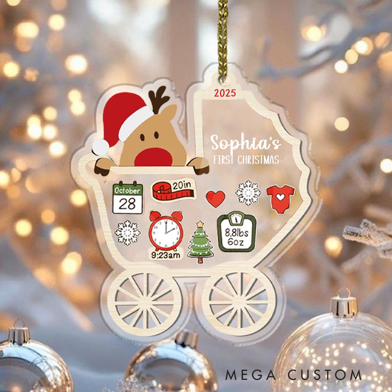 Personalized Babys First Christmas Ornament 2025 New Baby Gift 2D Babies Ornament Baby Name Xmas Keepsake