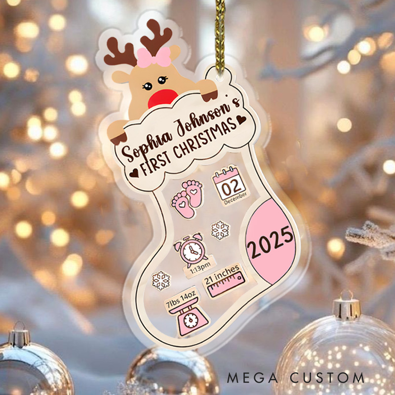 Personalized Baby's First Christmas Ornament Baby New Born Ornament Baby Xmas Shower Gift