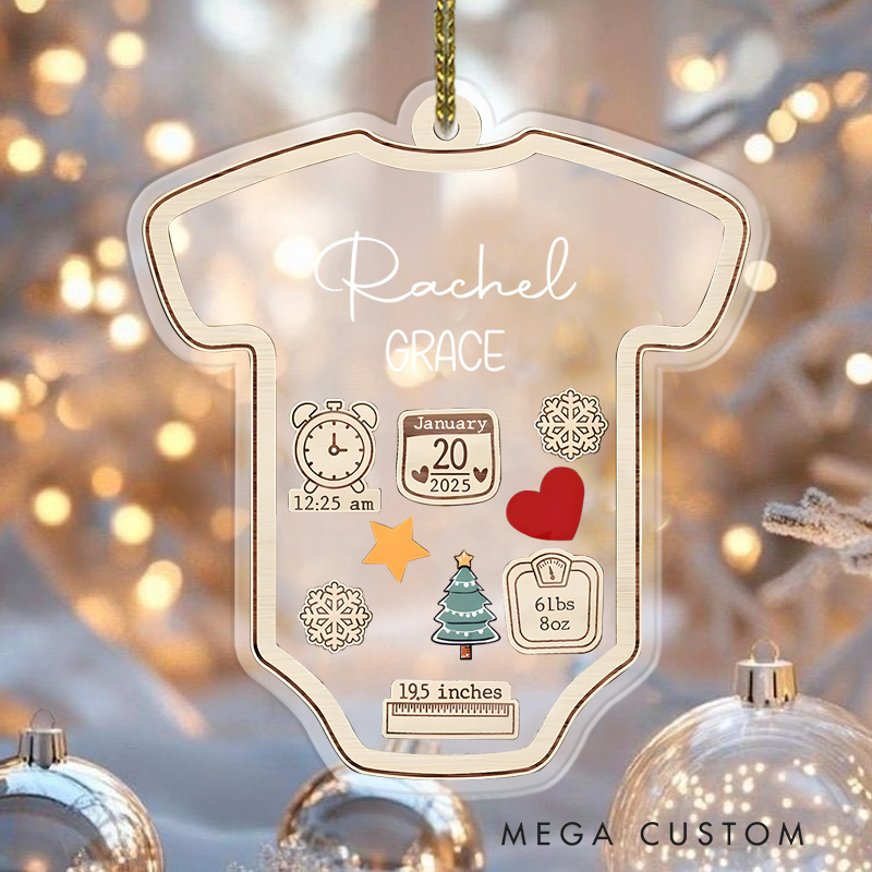 Personalized Baby Christmas Ornament Baby Name Newborn Gift 2D Babies Ornament Baby Keepsake