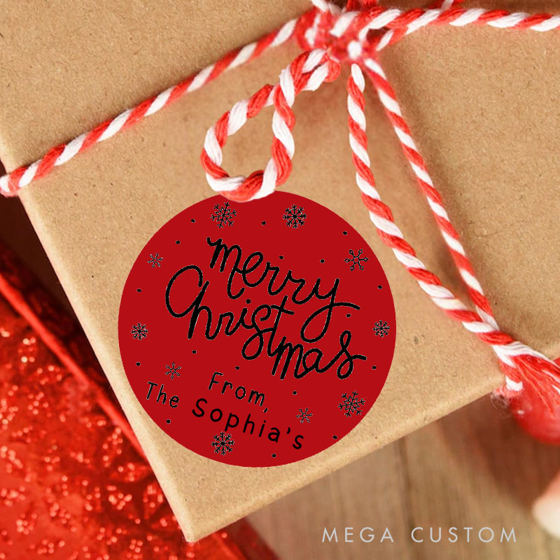 Personalized Elegant Snowflake Family Holiday Greetings Christmas Gift Tags