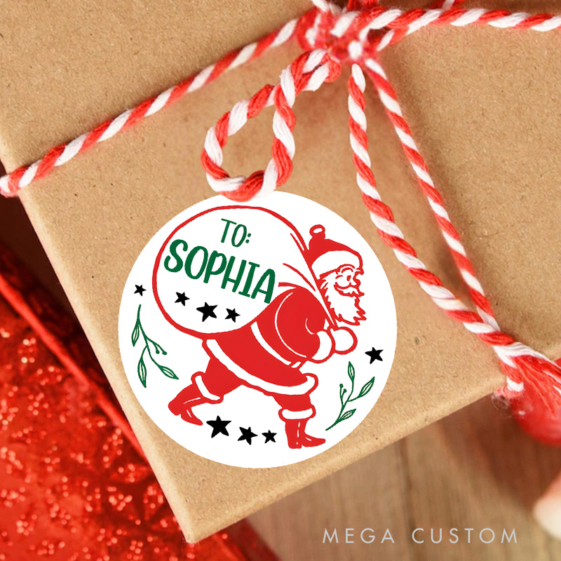 Personalized Classic Santa Delivers Festive Cheer to XX Christmas Gift Tags