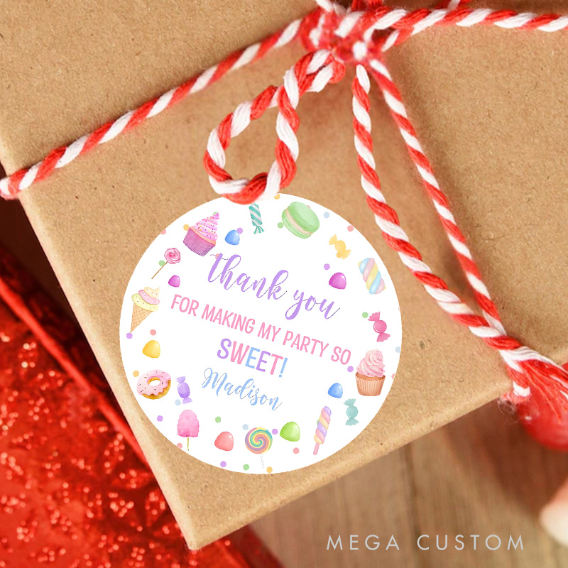 Personalized Sweet Celebration Thank You from XX's Party Gift Tags