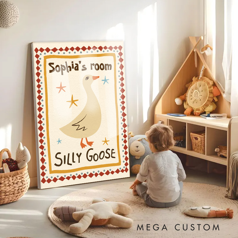 Personalized Silly Goose Poster with Custom Name for Playful and Fun Kids Room Decor