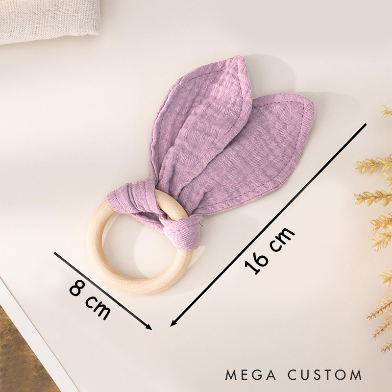 Personalized Handwritten Name Engraved Wooden Toy for Baby Boys and Girls Simple and Charming Bunny Ear Baby Rattle