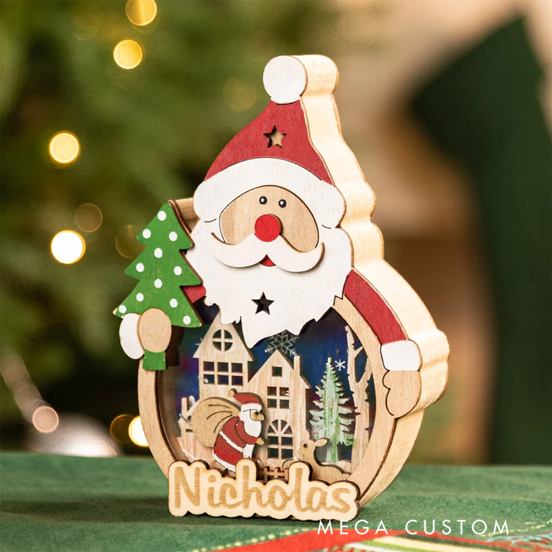 Personalized Santa Claus Snowman LED Ornament with Name Home Decor Christmas Gift for Family Friends
