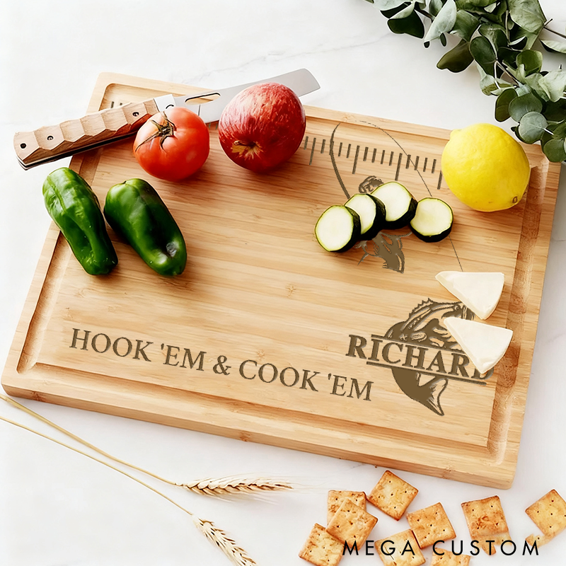 Personalized Fishing Cutting Board Engraved Fisherman Gift Charcuterie Board Cutting Board For Fisherman Fishing Gift For Fishing Lover
