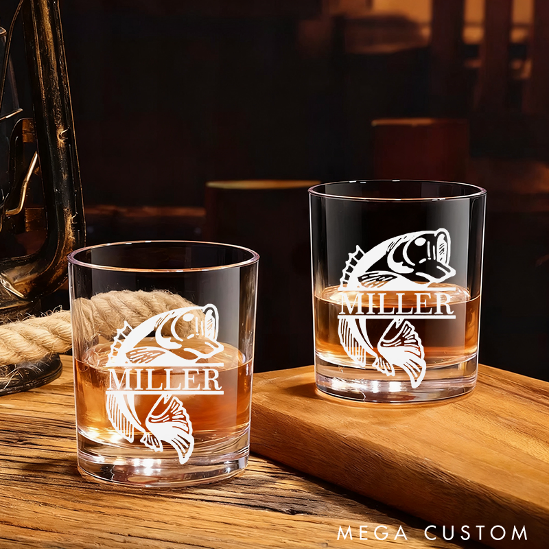 Personalized Fishing Hook Glass with Fish Design Custom Name Unique Gift for Anglers Fishermen and Outdoor Enthusiasts