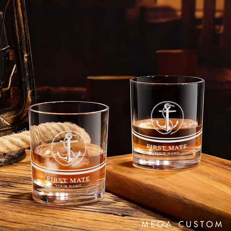 Personalized Fishing Whiskey Glass with Anchor Design Perfect Gift for Anglers Boating Enthusiast and First Mate