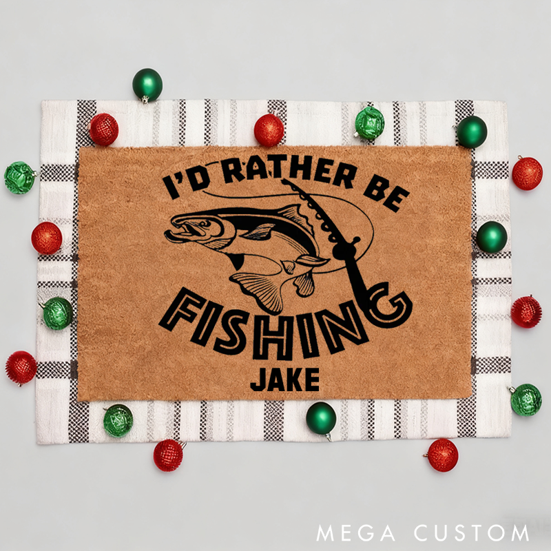 Personalised Doormat I'd Rather Be Fishing Funny Welcome Mat Funny Dad Grandpa Gift Mat Fisherman Gift Funny Fathers Day Gift Home Doormat