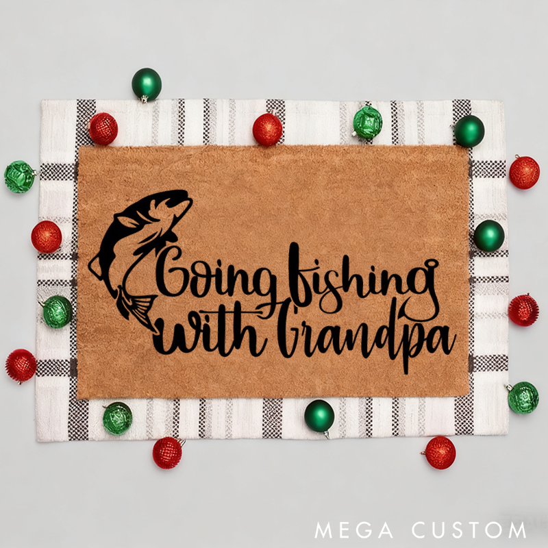 Personalised Going Fishing Doormat Welcome Mat Fathers Day Door Mat Family Home Decor Fathers Day Gift Perfect Gift for Fishing Lover
