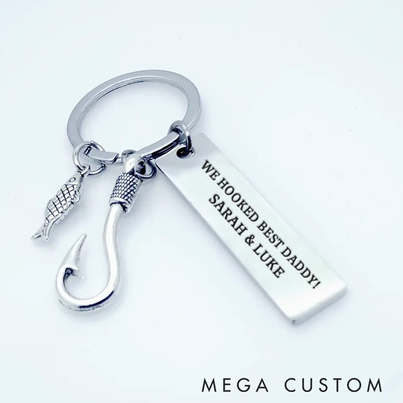 Personalized Fishing Keychain Personalized Fathers Day Gift for Dad Grandpa Stepdad Boyfriend Husband Father in Law Papa Fathers Day Gift from Kids