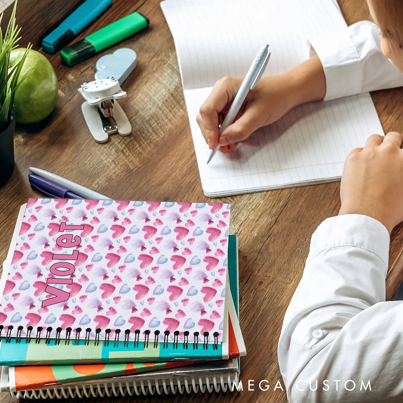 Personalized Flower Butterfly Heart Watercolor Blending Journal Notebook with Name Back to School Birthday Gift for Girls Women