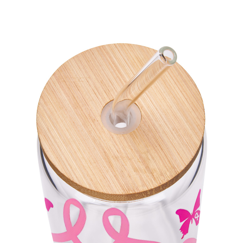 Personalized Pink Ribbon and Butterfly Pattern Engraved Glass for Breast Cancer Awareness Support Glasse Cup