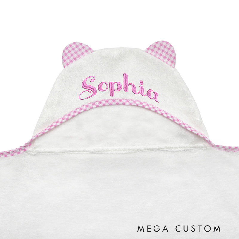 Personalized Ears Baby Towel for Infants with Soft Cotton Material and Custom Name Embroidery