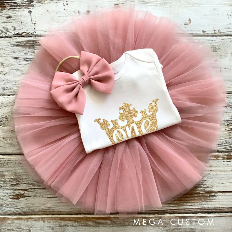 Personalized Fairy Sparkle Baby Tutu Skirt with Gold Accents and Pink Layers Perfect for Dress-Up Days