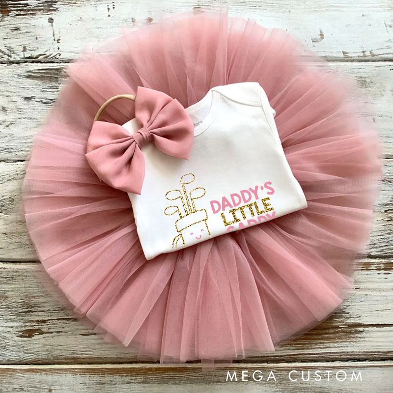 Personalized Daddy's Little Caddy Baby Tutu Skirt with Sweet Giraffe Print and Pink Tulle for Adorable Style