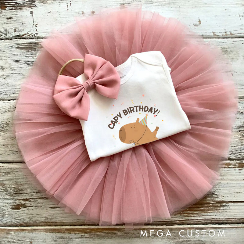 Personalized Capy Birthday Baby Tutu Skirt Funny Capybara Birthday Gift for Baby