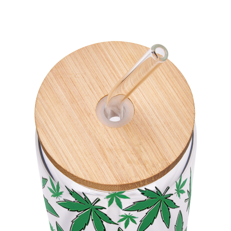Personalized Green Leaf Pattern Custom Text Engraved Glass for Relaxation and Unique Style Creative Glasse Cup
