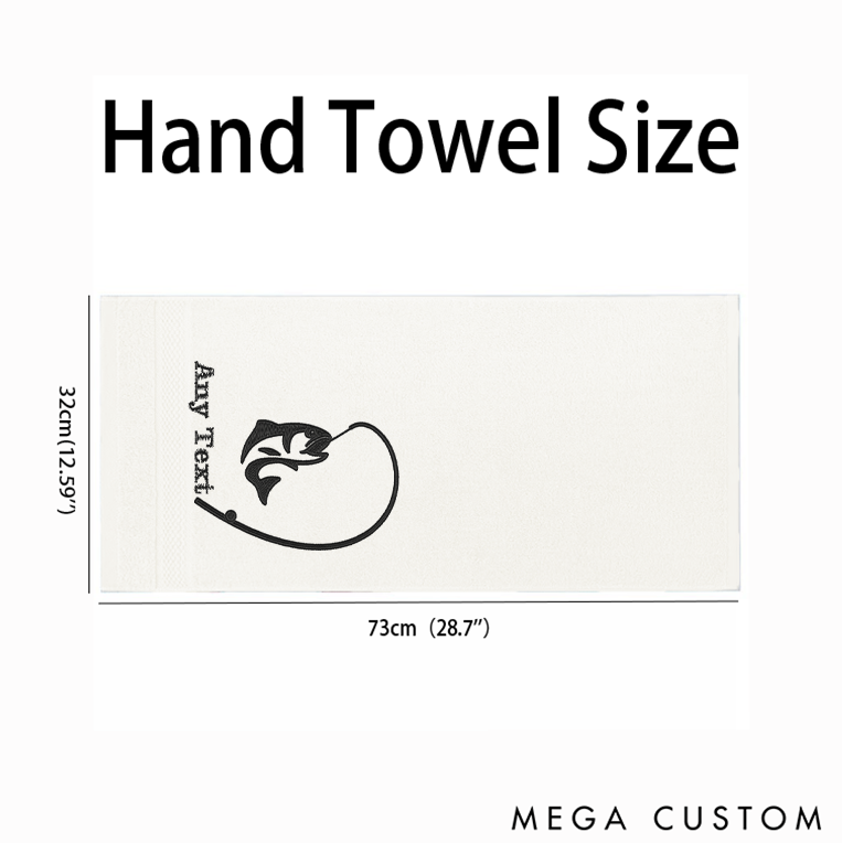 Personalized Fishing Hand Towel with Fish and Hook Pattern Perfect for Fishing Lover and Outdoor Use