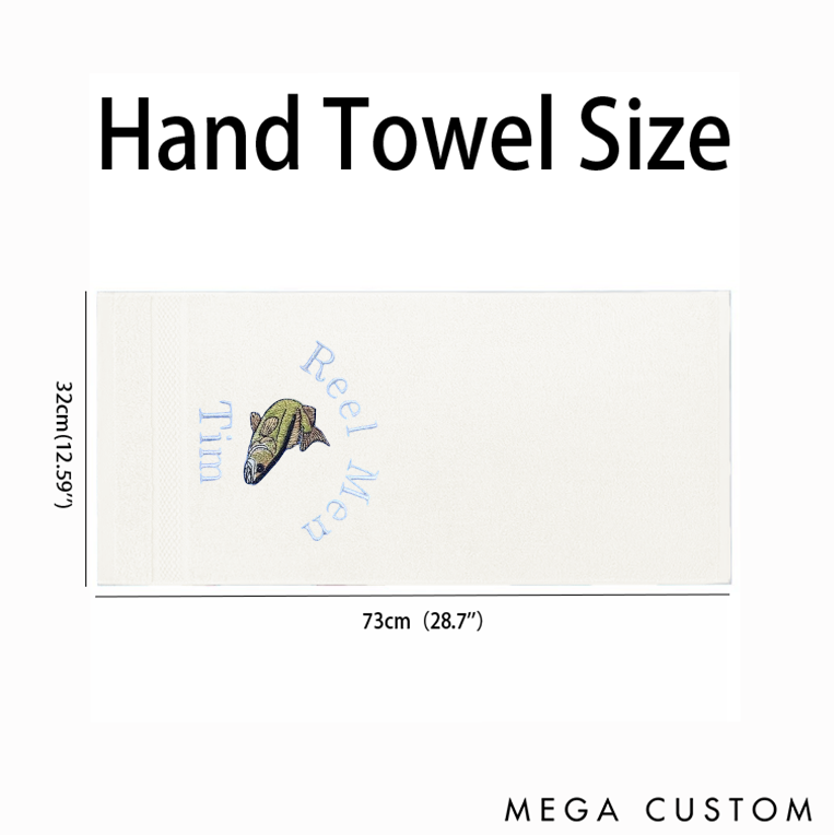 Personalized Fishing Hand Towel Reel Men Embroidered Design Fishing Towel Bass Fishing Towel Fisherman Gift Perfect Gift for Fishing Lover
