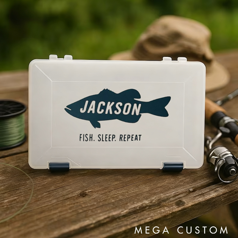 Personalized Fishing Tackle Box for Dad Custom Gift for Fisherman Dad or Grandpa Plano Fishing Storage case Perfect Gift for Fishing Lover