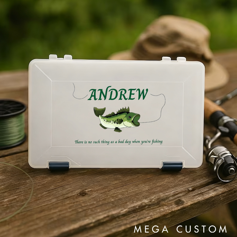 Personalized Tackle Box Transparent Organizer Gift for Fisherman Durable Organizer with Compartments for Lures and Gear Perfect Gift for Fishing Lover