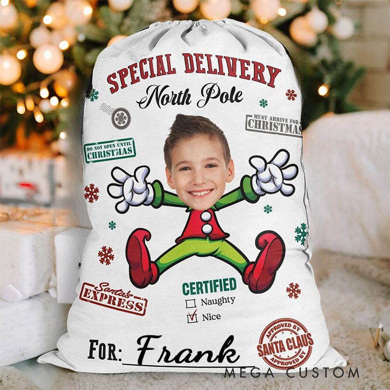 Personalized Christmas Santa Sack from North Pole Photo Christmas Sack