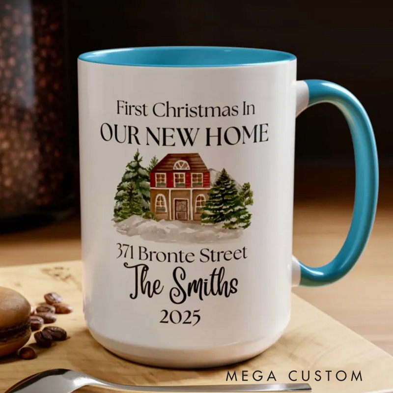 Personalized New Home Mug First Christmas in Our New Home Mug House Address Mug Happy New Home Gift Christmas in New Home Keepsake 2025