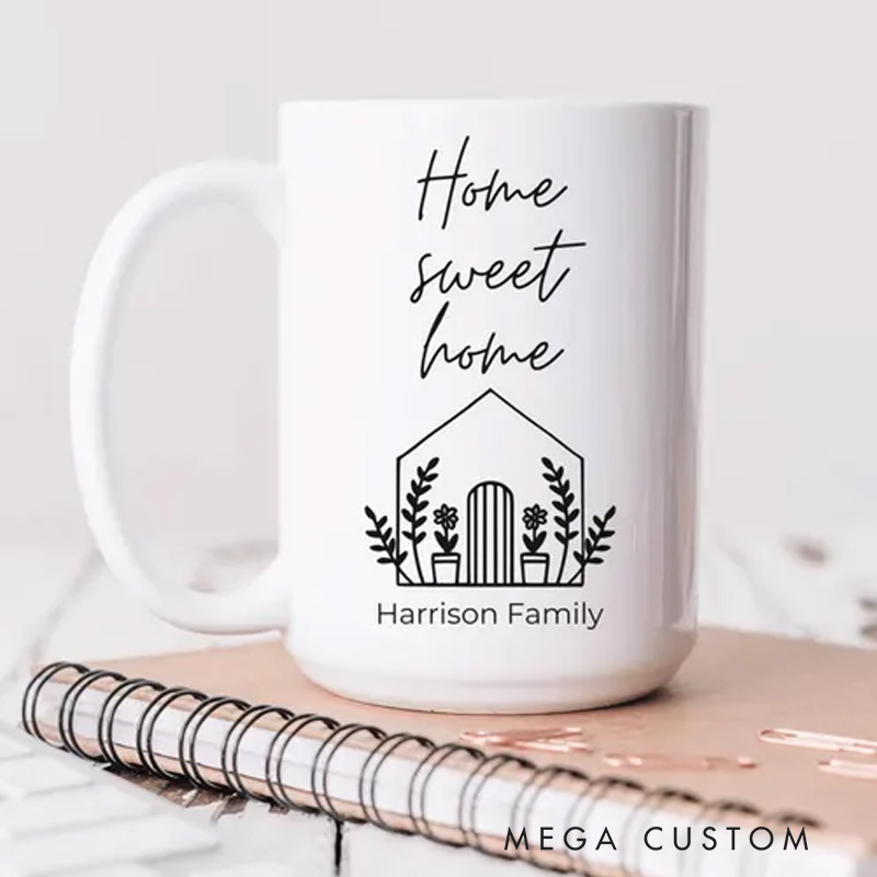 Personalized Home Sweet Home Coffee Tea Mug Cup 15 Oz Ceramic White Housewarming Mug New Home Gift