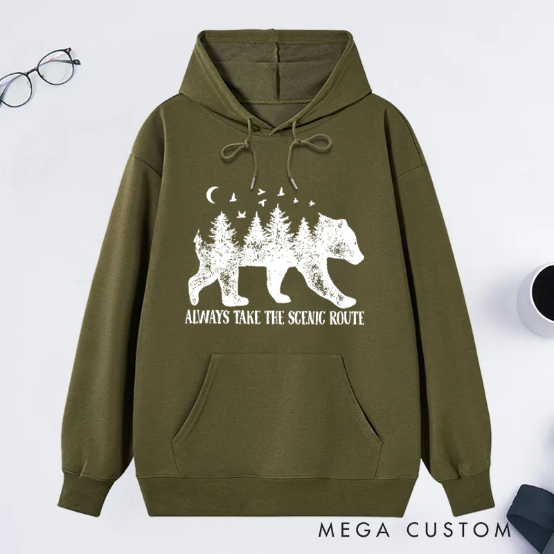 Personalized Bear Mountains Hoodie Hiking Hooded Sweatshirt Outdoors Nature Lover Classic Hoodies Gift for Outdoors Adventure