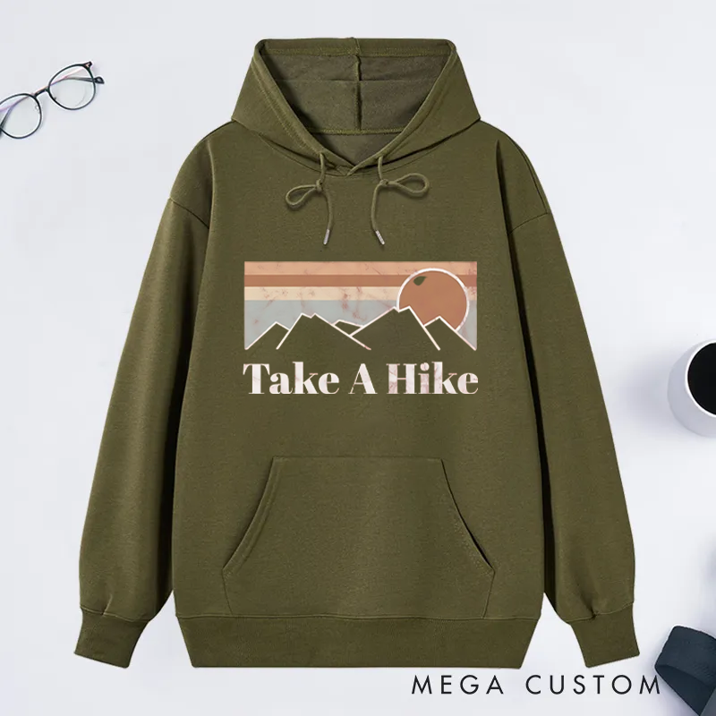 Personalized Take a Hike Classic Hoodies Retro Inspired Mountain Hoodie Outdoors Nature Lover Hoodies Gift for Adventure Lover